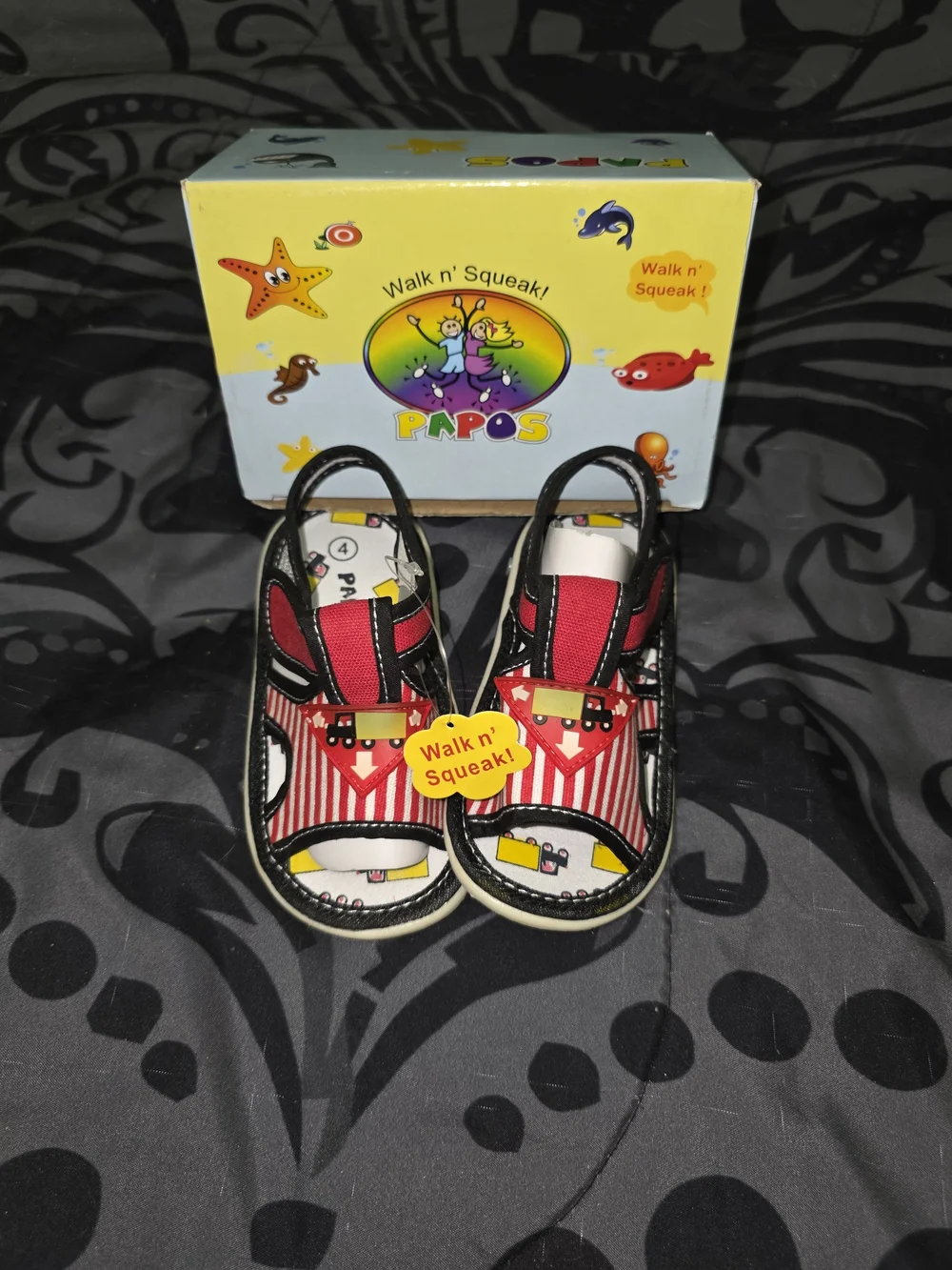 Red Striped Baby Walk n' Squeak Sandals